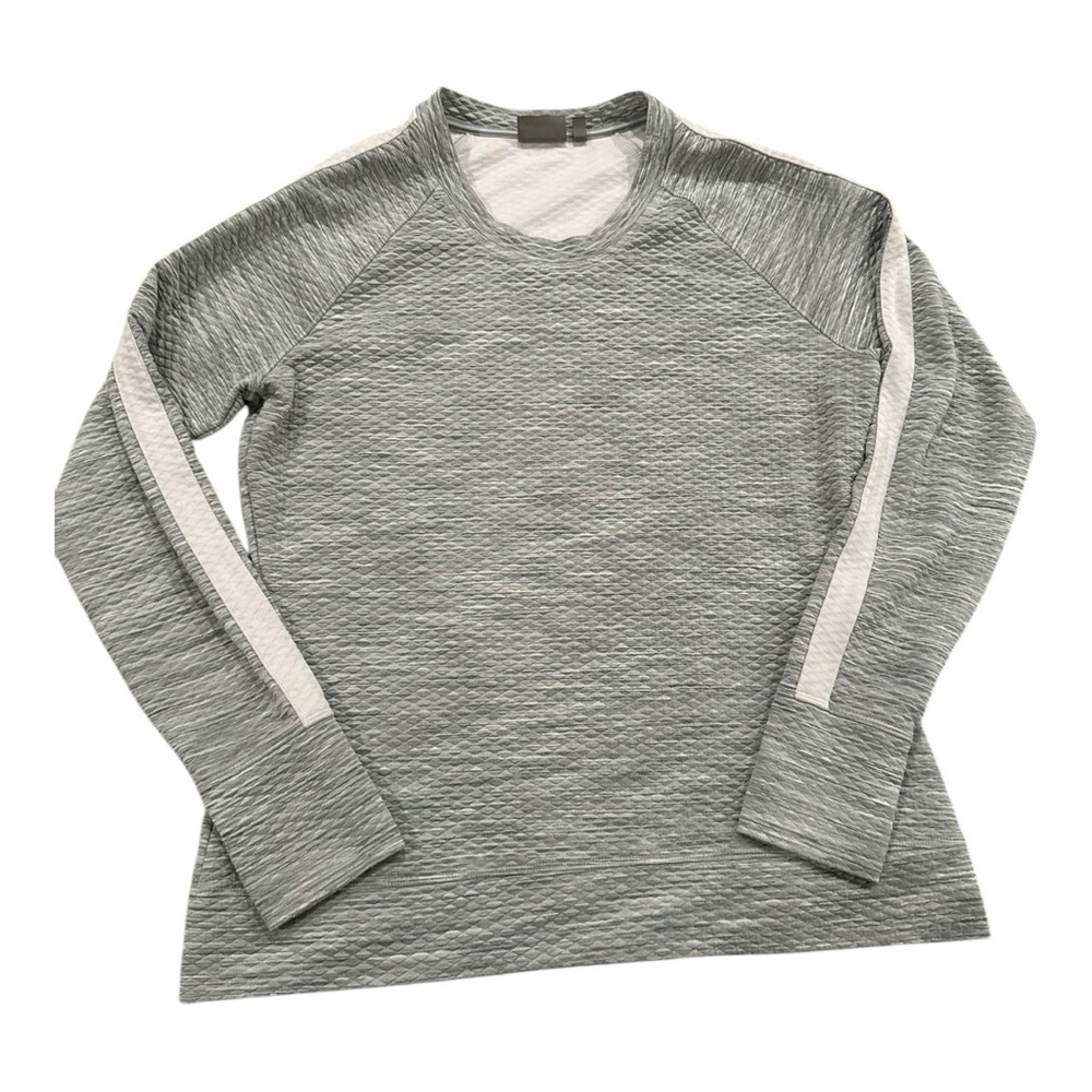 Athleta Women’s Snowscape Crew Gray and White Long Sleeve Top Size Lg - Picture 2 of 12